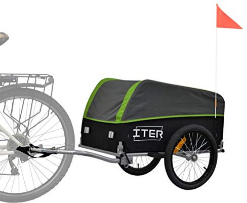 PAPILIOSHOP ITER – Fahrradanhänger für den Transport von Gegenständen, Klappbar, Stabil und Vielseitig, Ideal für Einkäufe, Camping und Outdoor-Aktivitäten (grün)