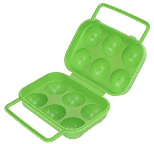 Alomejor 6 Grid Egg Box Tragbare Eieraufbewahrung Tragetasche ABS Kunststoff Eier Schutzbox für Outdoor Indoor Eieraufbewahrung(Grün)