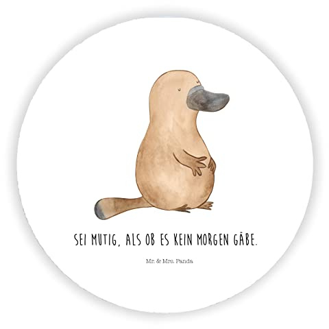 Mr. & Mrs. Panda Rund Magnet Schnabeltier Mut - Geschenk, Neustart, Weltreise, für kühlschrank, Training, Whiteboard, pinnwand, haftmagnet, Arbeit, Lebensweisheit, Meer, Kühlschrankmagnet