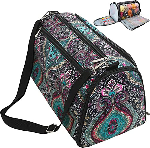 JOZEA Aufbewahrungstasche für Wolle, Häkelnadeln und Anderes Zubehör Aufbewahrungstasche, Tasche für Stricknadeln, lila(nur Tasche)