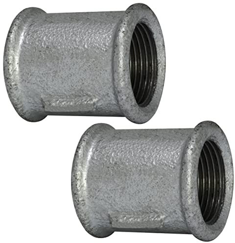 AERZETIX - C65016 - Lot de 2 Manchons égaux femelle/femelle 3/4'' zingué - en fonte - raccord de tuyau fileté à visser - plomberie-chauffage travaux installation d'eau potable alimentation pression