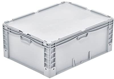 SuperSparSet 2x Auflagedeckel für Euro-Norm Großbehälter | BxT 60x80cm | Grau | Eurobox, Transportbox, Transportbehälter, Stapelbehälter
