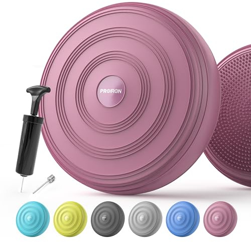 PROIRON Cojín de Equilibrio y Yoga Antideslizante de 33cm con Bombín de Aire, Propioceptivo e Hinchable, Soporte Lumbar, Core Balance Disc Trainer para Fitness, Pilates (Rosa)