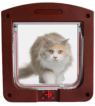 Anloximt Katzentür für Außentür - 4-Fach verriegelbare Katzenklappe, Türgitter für große Hunde - Einbau in Innen- und Außentüren, wetterfeste Haustiertür für -PVC-Metalltür, Ziegelwand