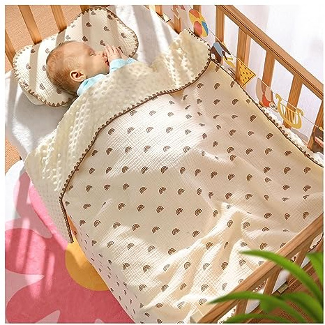 Manta de bebé Suave de Felpa con Forro de Lunares, Manta de enfriamiento para recién Nacidos, Ideal para guardería y Dormitorio
