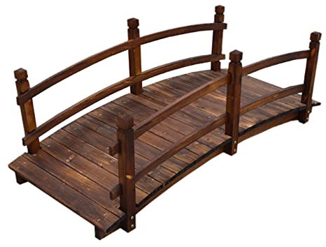 Gartenbrücke Rustikale Naturholz-Gartenbrücke für Draußen, Farm Creek Hinterhof Kleine Dekorative Teichbrücken/Fußgängerbrücke, 140cm/ 4.6ft Lang