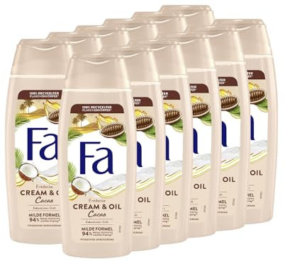 FA Duschgel Cream & Oil Cacao (12x 250ml), pflegende Duschcreme, genieße die milde & vegane Formel mit dem verwühnenden Duft von Kakaobutter, 94% Inhaltstoffe natürlichen Ursprungs