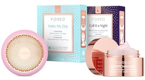 FOREO UFO 3 Idratante Viso + 14 Maschere UFO + Maschera Notte | Maschera Viso LED, Luce Rossa, Caldo, Freddo, Maschere In Tessuto, Maschere UFO, Idratante, Maschera Notte, Rassodante