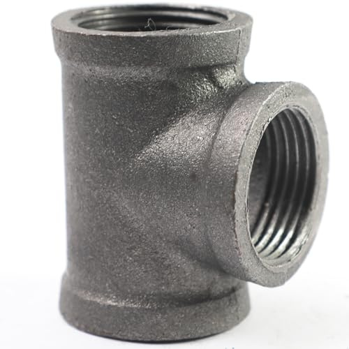 AGUTEA black wrought iron tee fitting Gland holder T-connector Floor fitting Straight rod tee connector (1 piece) (3/4 INCH)