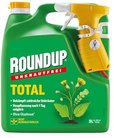 Roundup Unkrautfrei TOTAL, 3 Liter Sprühflasche - Unkrautvernichter, zur Bekämpfung von Unkräutern, Gräsern und Moos