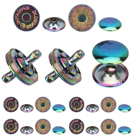 WedDecor 14mm Rainbow Magnetic Snap Round Fasteners Metal Clasps Closures with Backing Washers Stud Button Double Rivet for Crafts, Purse, Bag and Clothes, Pack of 5 | Metal Clasps Closures with Backing Washers Stud Button Double Rivet for Crafts, Purse, Bag and Clothes