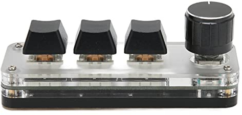 OSU Teclado para Juegos, Teclado Mecánico USB con Retroiluminación RGB y Perilla, Mini Teclado Portátil de 3 Teclas para Computadora Universal