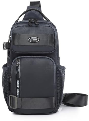 FANDARE Brusttasche für Herren Bauchtasche Schultertasche Shoulder Bag Men Männer Umhängetasche Herren Brustbeutel Jungen klein Sling Bag Männertasche Wandern Reisen Bodybag herrenGrau