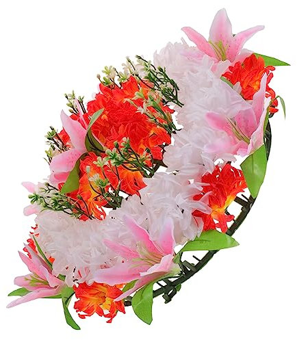 FUNOMOCYA Künstlicher Grabkranz Aus Hochwertigem Material Blumenkranz Für Beerdigungen Zarter Trauerkranz Für Friedhofsdekoration Kunstblumen Girlande