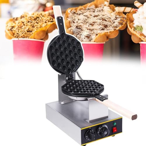 pedenencelia Commercial Bubble Waffle Maker,1400w Egg Bubble Puff Iron,Rotate 180° For Even Heating,3 Minutes Out Of The Oven,50-250℃ Adjustable,For Restaurants Or Home Cooking