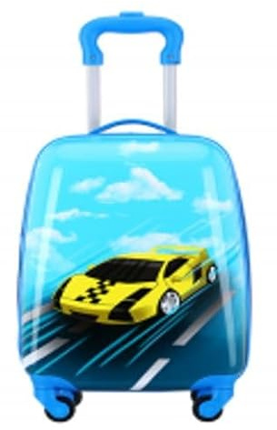 TheTrueC Kinder Trolley Hartschale Rennauto blau