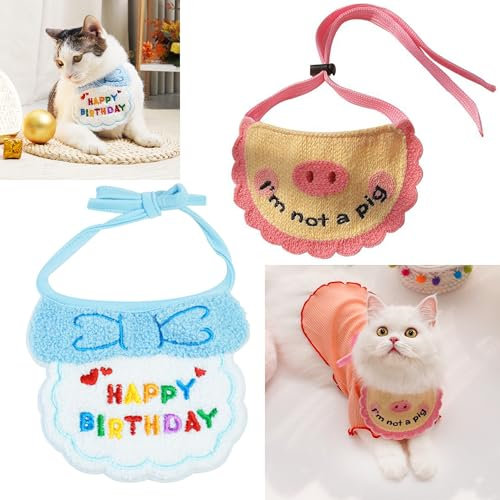Syiyunran Unique Style Hundeschal Dog Scarf - rosa und blau waschbar Baumwolle Hundehalsband Dreieckstücher kleine mittlere Katzen Welpe einstellbar dreieckige Bandana Verschiedene Größen Mode Hund