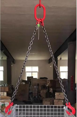 SSDDLZEQ Doppelte Anschlagkette for mobiles schweres Gerät, schwere Kette aus G80 Mn-Stahl for Heben, Hebekette for Fabriken/Lager Werkzeuge(3 Ton)
