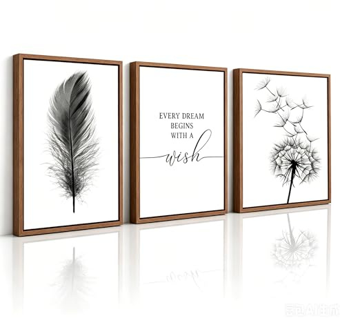 UGZDEA Pflanzen 3er Poster Set, Modern Schwarz Weiß Pusteblume Leinwand Malerei, Wohnzimmer Schlafzimmer Deko Bild-Ohne Rahmen (B, 3x60x90cm)