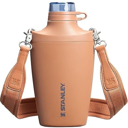 Stanley Cross Bottle – Bouteille de voyage de 650 ml avec sangle en jacquard – Couvercle Tritan étanche avec paille amovible – Cantine isotherme en acier inoxydable – Sans BPA – Toast VRT