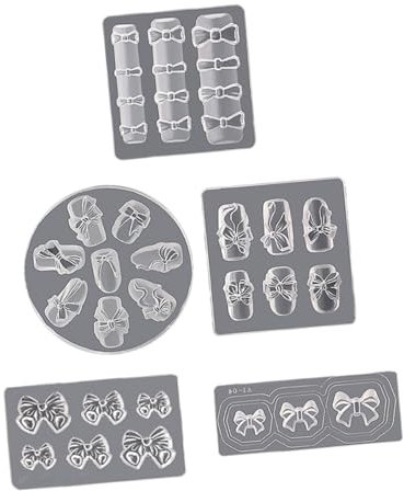 TEMPNAP Moules en Silicone pour Nail Art 3D, Lot De 5 Moules à Ongles DIY, Accessoires De Manucure Réutilisables, Silicone Solide, Décoration D'ongles pour Amateurs De Bricolage, Usage Quotidien