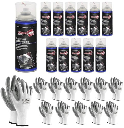 Box 12 Bombolette Sbloccante Spray 400ml SVITOL a Grande Potere sbloccante e Protettivo + 6 Paia Guanti Nitrile omaggio