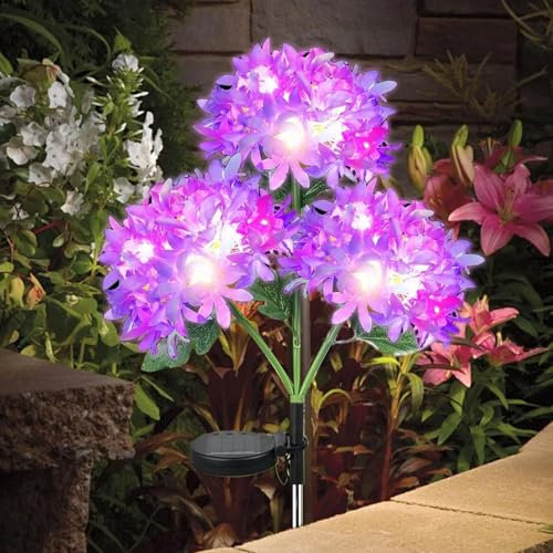 Bvizyelck Luces Solares Para Jardín Exterior, Luces Solares De Hortensias, Luces Solar Impermeables De Hortensias, Iluminación Solar Para Jardín Con Flores, Luz De Estaca Para Caminos, Patios