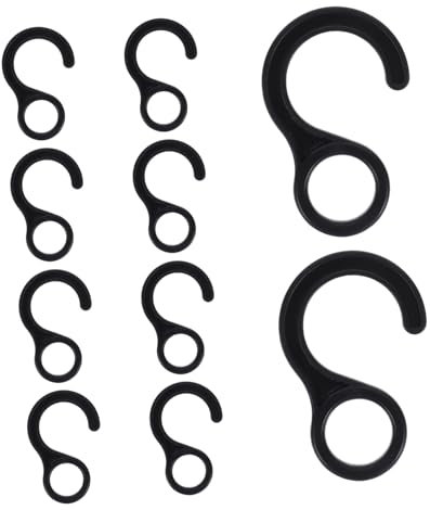 JOINPAYA 10 Ganci in Plastica Nero per Tende da Campeggio, Multi Funzione e Portatile, Ganci Rotondi Grandi per Fissaggio Facile Durante Viaggi e Campeggio
