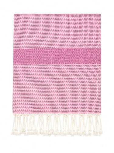 Babila Turkish Hammam Peshtemal Towel | Lightweight & Quick-Drying & Absorbent | Turkish Travel, Spa & Beach Towel | Soft, Compact & Versatile | Pink, 100 x 180cm
