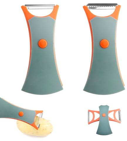 WOUYTPE 2 Piezas Pela Patatas Doble, Pelador Verduras, Pelador Multifuncional, Diseño dos en uno para Pelar Verduras y Frutas Como Pepinos, Patatas, Zanahorias, Boniatos, Manzanas y Peras