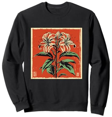 Lys araignée rouge rétro japonais floral vintage fleurs japonaises Sweatshirt