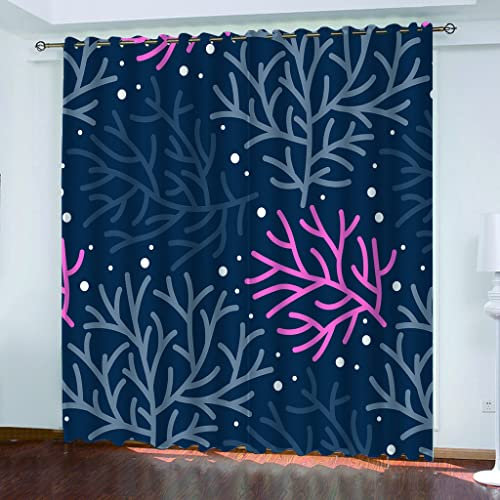 Tende Oscuranti Per Interni Finestra Camera Da Letto 2 Pezzi 140X160Cm Corallo Rosa Blu Scuro Tenda Oscurante Soggiorno Con Occhielli Tenda Finestre Termica Isolante Per Bambini Ragazzo Ragazza