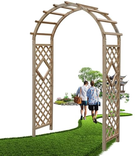 Rankgitter aus Holz für Kletterpflanzen, Rosenstütze, Pergola für den Außenbereich, wetterbeständige Gartendekoration, B 120 x H 215 cm und B 140 x H 225 cm