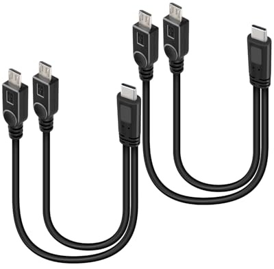 GELRHONR 2-in-1 Kurzes USB-C Ladekabel 2-Pack,USB-C auf Double Micro USB Splitter Kabel für Smartphones,Tablets & mehr,30 cm (1 Fuß), Portable,Only Auflade