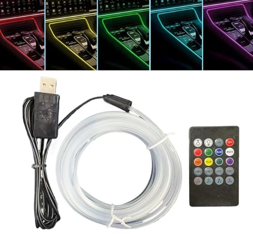 Iluminación Ambiental Interior Coche - Tira LED de 7 Colores Activada por Voz | para Automóvil Salón Dormitorio Televisor Estantería Monitor Salpicadero