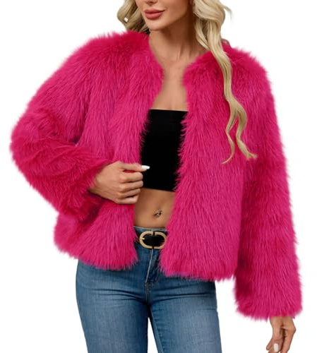 Jamicy Pelzmantel Damen Winter Fellmantel Einfarbige Reverskragen Felljacke Thermo Flauschig Pelzjacke Langarm Kunstfell Winterjacke Mantel Bequeme Bekleidung Elegant Kunstpelz Thermojacke S-3XL