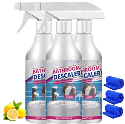 Reiniger für Hartnäckige Flecken, Bathroom Descaler Schaum, Bathroom Descaler Foam Spray, Duschkabinenreiniger WC Reiniger Extra Stark, Badezimmer-Reiniger für Glas, Kanalisation,Toiletten (3)
