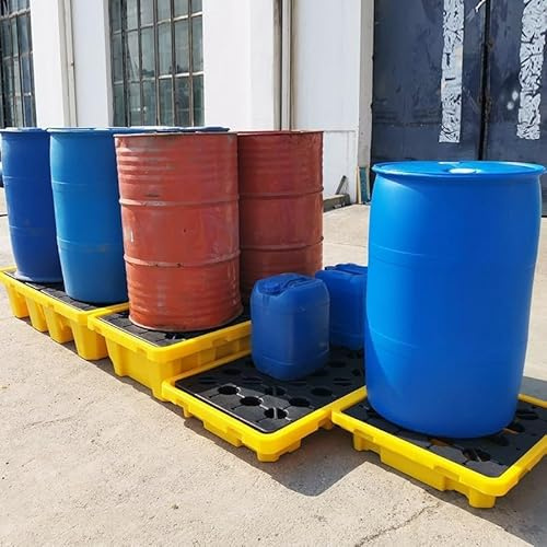 Plataforma modular para derrames de bidones de petróleo, con drenaje y bolsillos para montacargas, bandeja de rejilla industrial para cubos de pintura y productos químicos (tamaño: 49 x 35 x 9 cm, c
