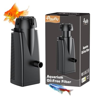 Pawfly 80 GPH 4 W Aquarium Surface Skimmer for Fish Tanks up to 92 Gallons, Fish Tank Skimmer with Bio Sponge & Suction Cups, Top Skimmers for Fishes Tank, Nano Skimmers for Freshwater
