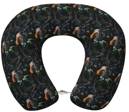 cchgnm Cuscino da viaggio con stampa di corna di cervo, cuscino da viaggio in memory foam, cuscino portatile per hotel, campeggio, chi dorme sul lato e sulla schiena