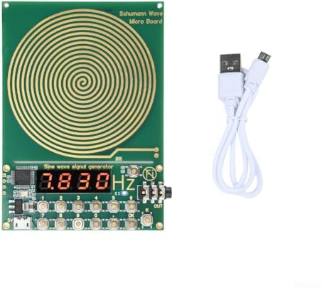 Rehoetom Für Schumann-Wellengenerator 7,83 Hz einstellbare Frequenz Gerät, Vollbereich 0,01 Hz bis 100000 Hz Sinuswellenausgang, mit USB-Stromversorgung, grüne Acrylschale (Gold)