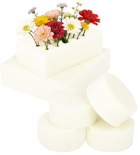 Nwvuop 7Pcs Dry Floral Foam Blocks Round for Artificial Flower Arrangements | 2 Sizes, 14×8×4.5cm, 8×8×4cm