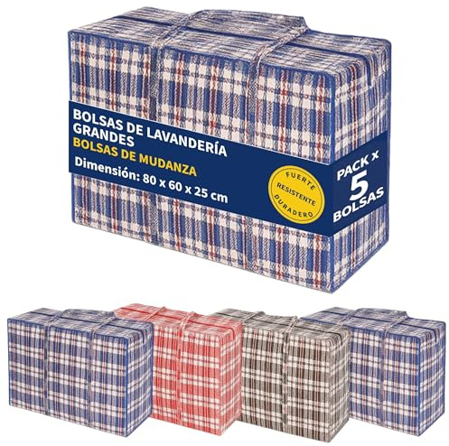 Bolsas para Guardar Ropa, Bolsas Mudanza y Bolsas Almacenaje Ropa con Cremallera - Grandes y Resistentes - Plegables - Multipack - Colores Variados (80 x 60 x 25-Pack 5)