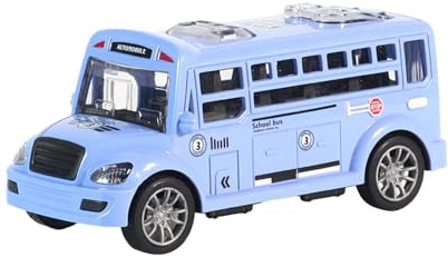 QUXVUIS Interactive School Bus Toys With Inertia Drive Realistic Simulation Featuring Openable Doors Gift For Young Kids Inertial School Bus Model Toys, Blue, 13x5.5x6cm