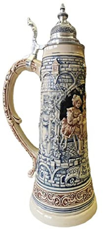 KING Jarra de cerveza alemana con escenas de gente tomando, jarra suntuosa, réplica de 1897, jarra 1,5 litros, Limitaet 2022