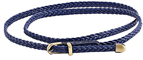 Cheerlife Damen Schmaler Flechtgürtel 0,8cm Geflochten Gürtel Vintage Taillengürtel Kleid Belt Gürtel (Dunkelblau)