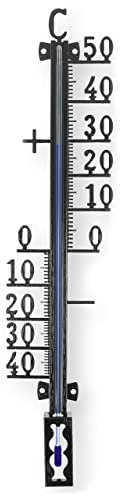 Lantelme Außenthermometer Metall 27cm Temperaturanzeige -40°C bis 50°C | Analog Thermometer in Schwarz für Innen Außen Garten | Gartenthermometer Schauthermometer Temperaturmesser (27cm Metall)