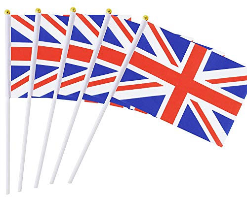 MLIAN Set of 25 Hand Flags UK Mini Flag British Football Decoration 22 x 14 cm
