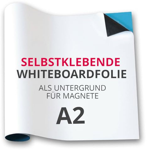 Magstick pellicola ferrofoil lavagna bianca autoadesiva | DIN A2 | flessibile scrivibile cancellabile | base adesiva per magneti | bianco | mag176
