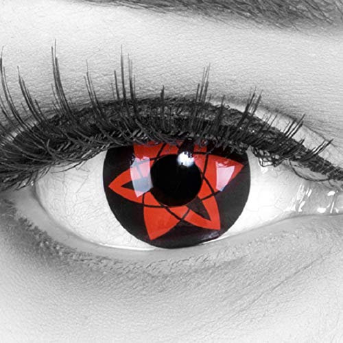Farbige Sharingan Crazy Fun Kontaktlinsen 'Sasukes Mangekyou' Ohne Stärke mit Gratis Linsenbehälter - Topqualität zu Karneval, Fasching und Halloween (0.00 Ohne Stärke)